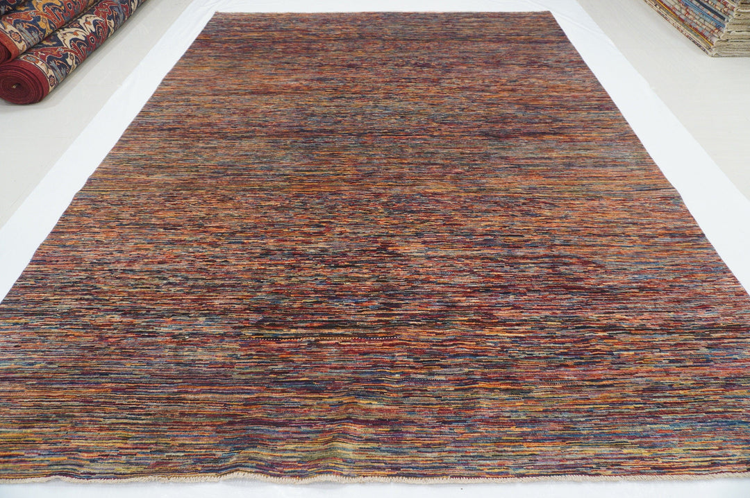 9x12 Stripes Gabbeh Afghan Multicolor Hand knotted Rug - Yildiz Rugs