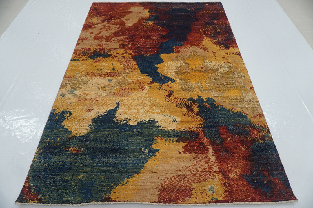 5x8 Modern Multicolor Afghan Hand knotted Contemporary Rug - Yildiz Rugs