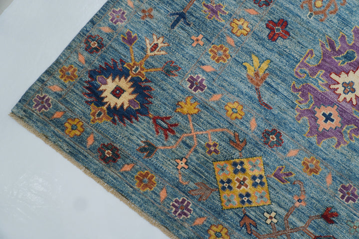 9x12 Soft Blue Oushak Hand Knotted Turkish Rug - Yildiz Rugs