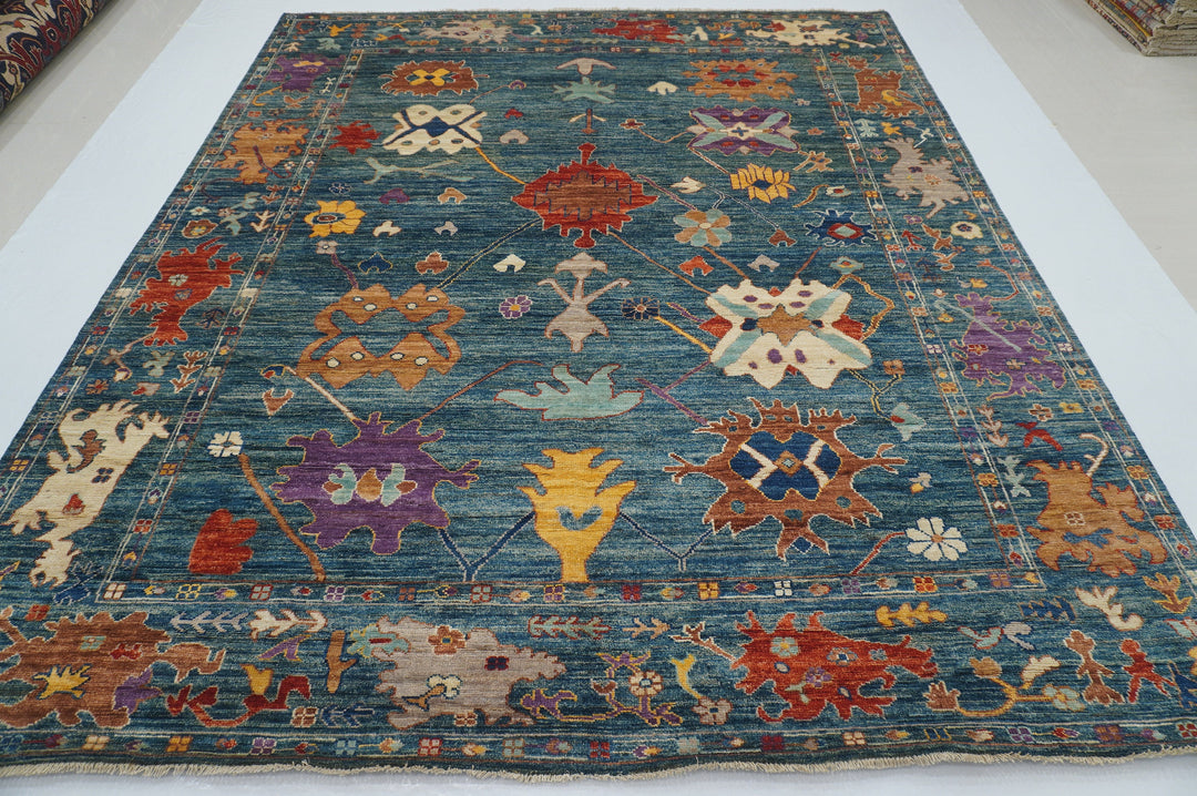 8x10 Green Oushak Hand knotted Turkish Rug - Yildiz Rugs