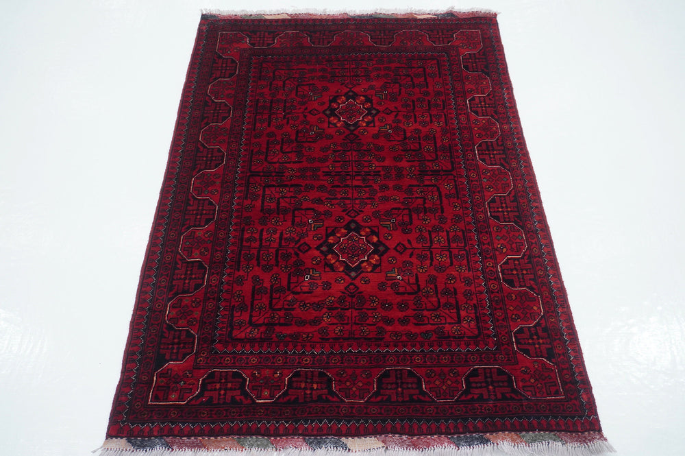 3x5 Red Afghan Khal Mohammadi hand knotted Rug - Yildiz Rugs