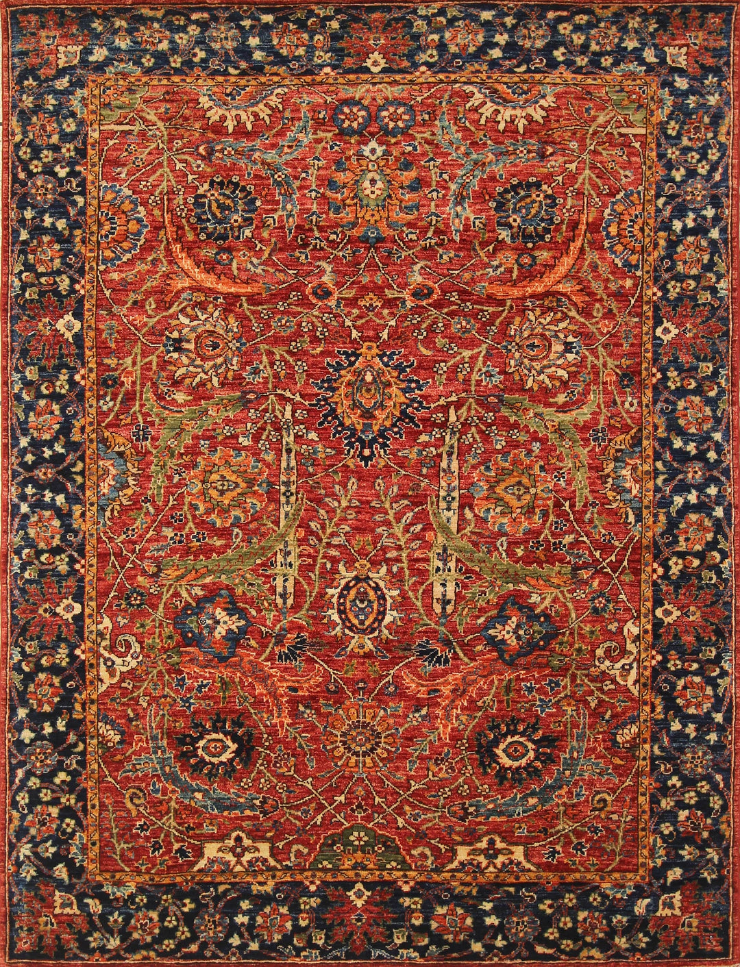 Red 5x7 Sickle Leaf Afghan Hand Knotted Oriental Rug - Yildiz Rugs