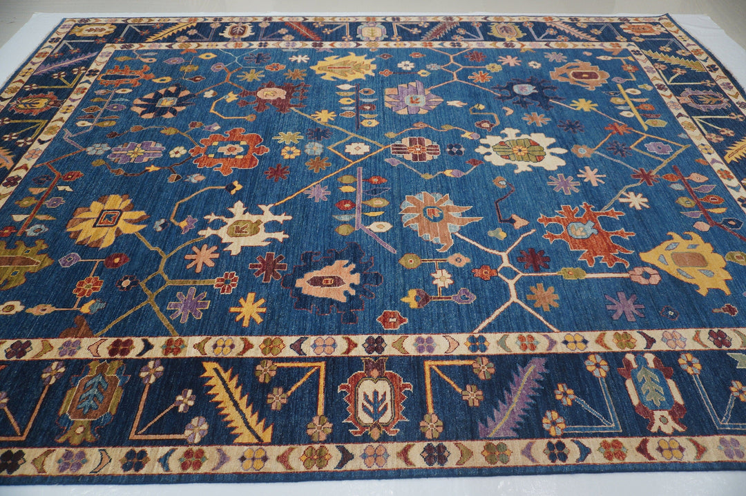 10x14 Oushak Navy Blue Hand Knotted Turkish Rug - Yildiz Rugs