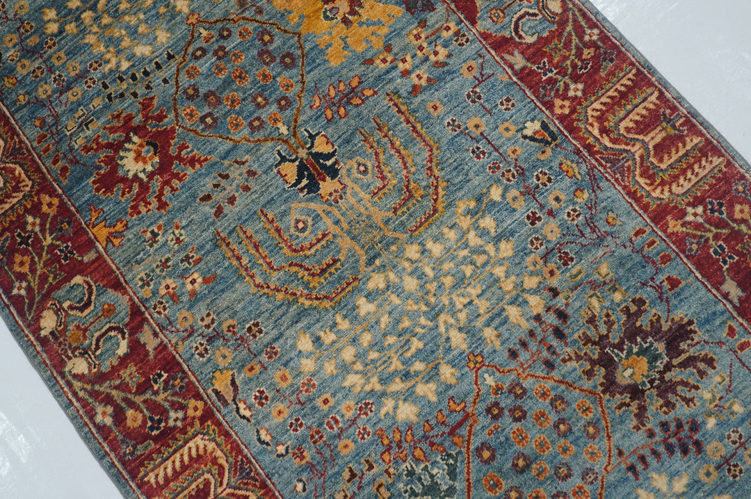 4'0 x 17'6 ft Bakhshaish Blue Tree Hand knotted Wide Long Runner Rug