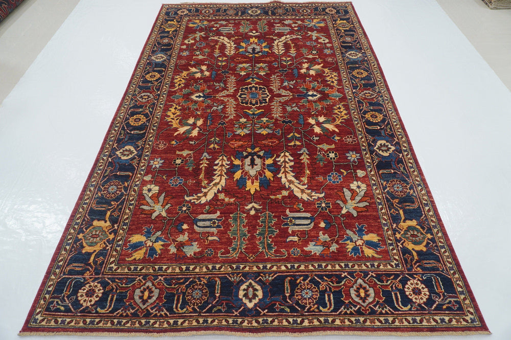 5'6x8'10 Heriz Red Persian Style Afghan Hand knotted Rug - Yildiz Rugs