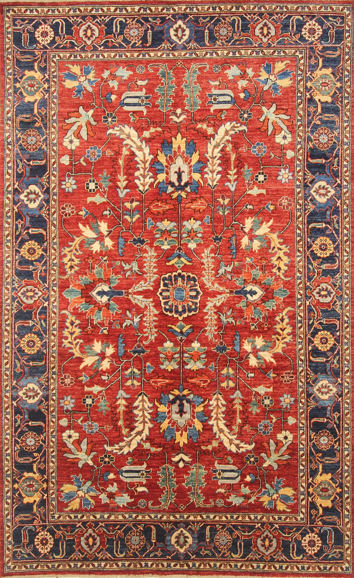 5'6x8'10 Heriz Red Persian Style Afghan Hand knotted Rug - Yildiz Rugs