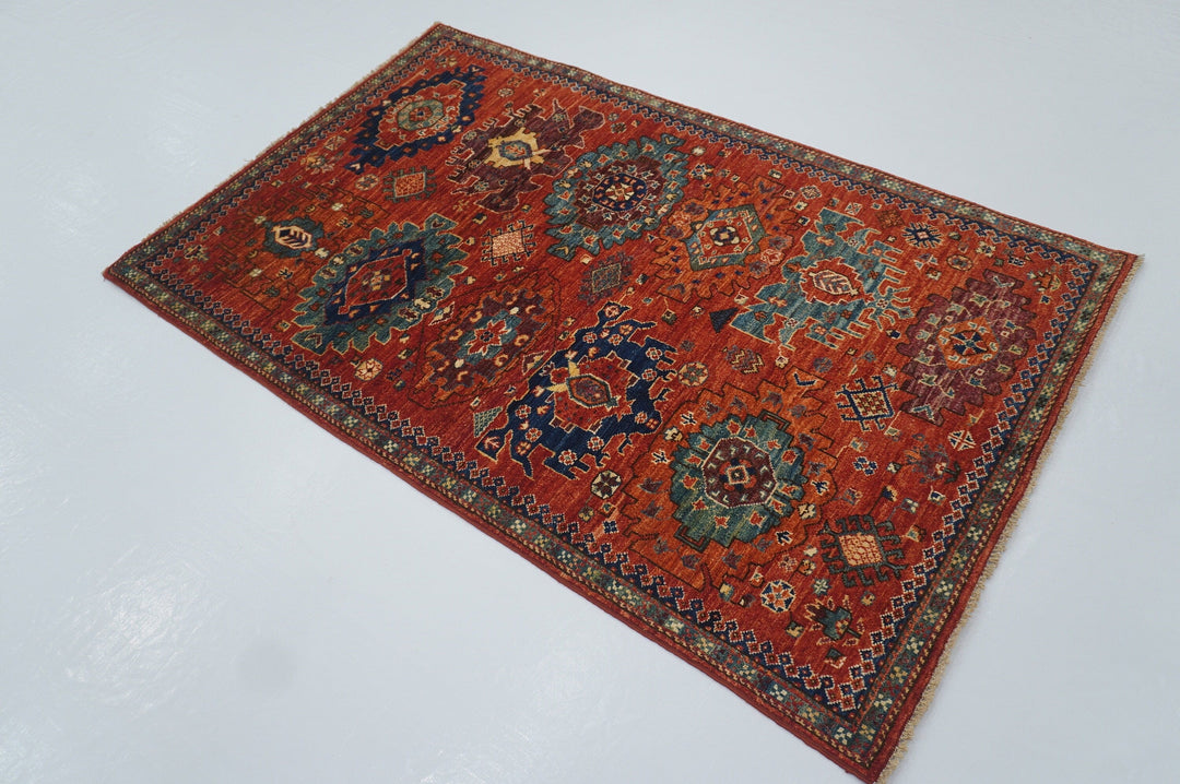 4x6 Red Baluch Afghan hand knotted Oriental Rug - Yildiz Rugs