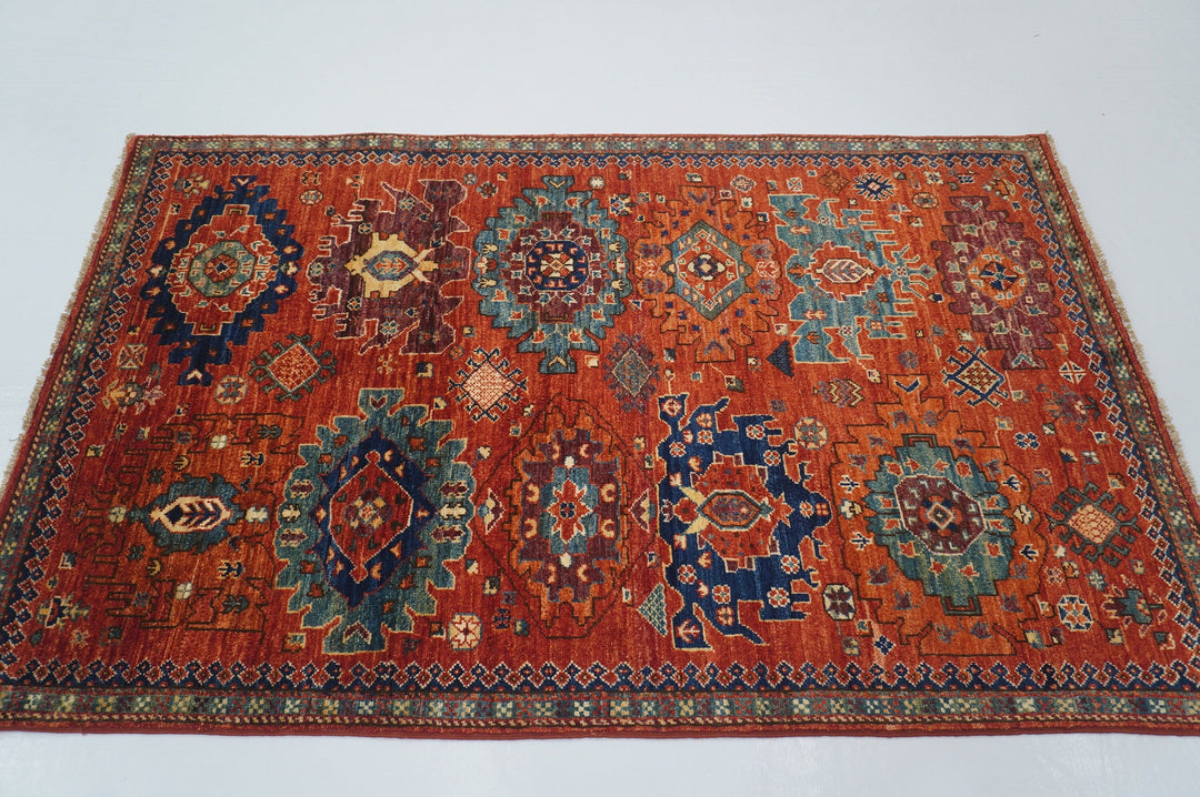 4x6 Red Baluch Afghan hand knotted Oriental Rug - Yildiz Rugs