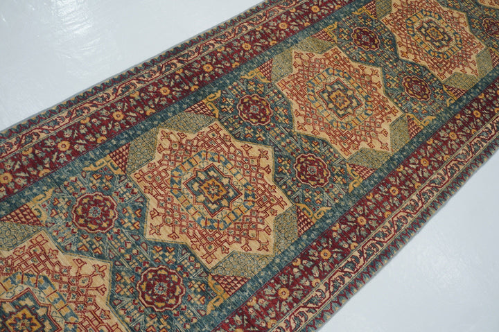 2'9x17'8 ft Blue Mamluk Turkish Hand Knotted Extra Long Runner Rug - Yildiz Rugs