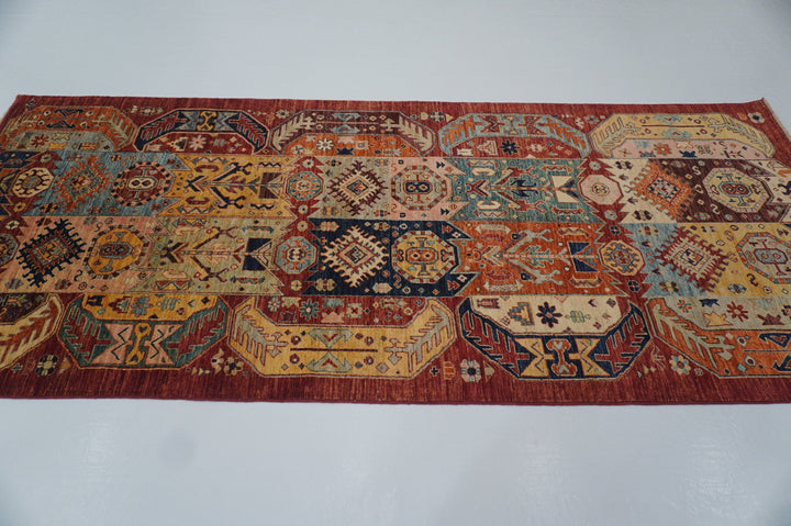 4'0x9'7 ft Red Baluch Tribal Afghan Hand knotted Wide Runner Rug - Yildiz Rugs