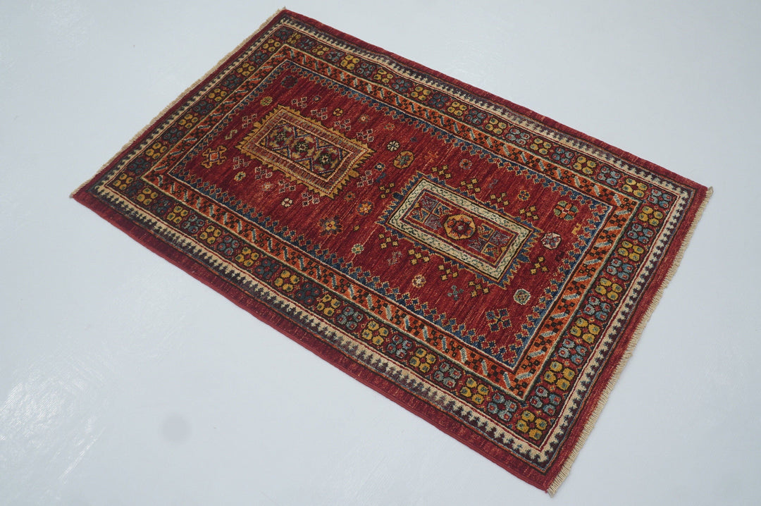 2'7x4'0 Red Tribal Baluch Afghan Hand knotted Accent Rug - Yildiz Rugs