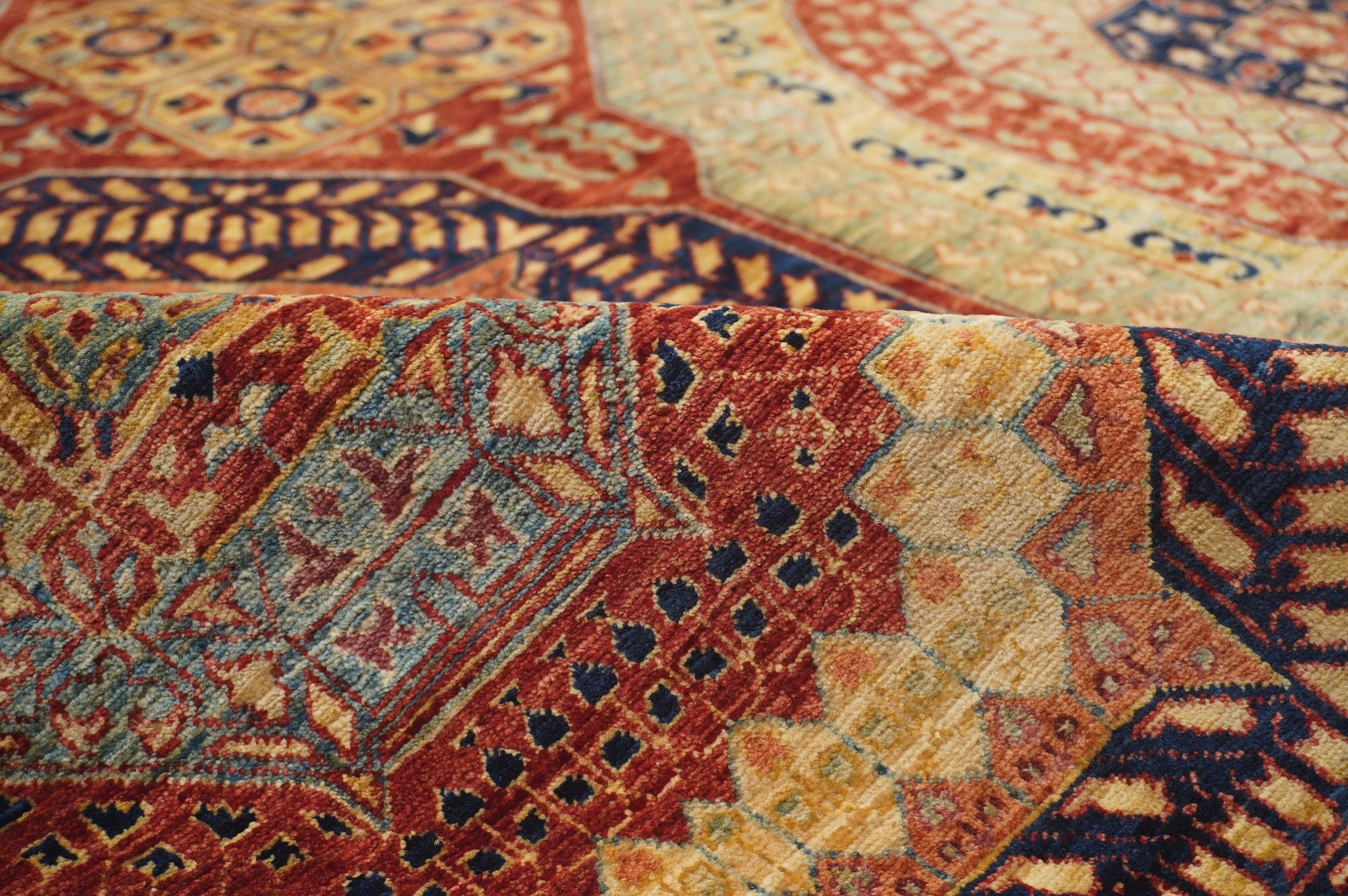 8x9 Red Vintage Mamluk Hand Knotted Wool Turkish Square Rug - Yildiz Rugs