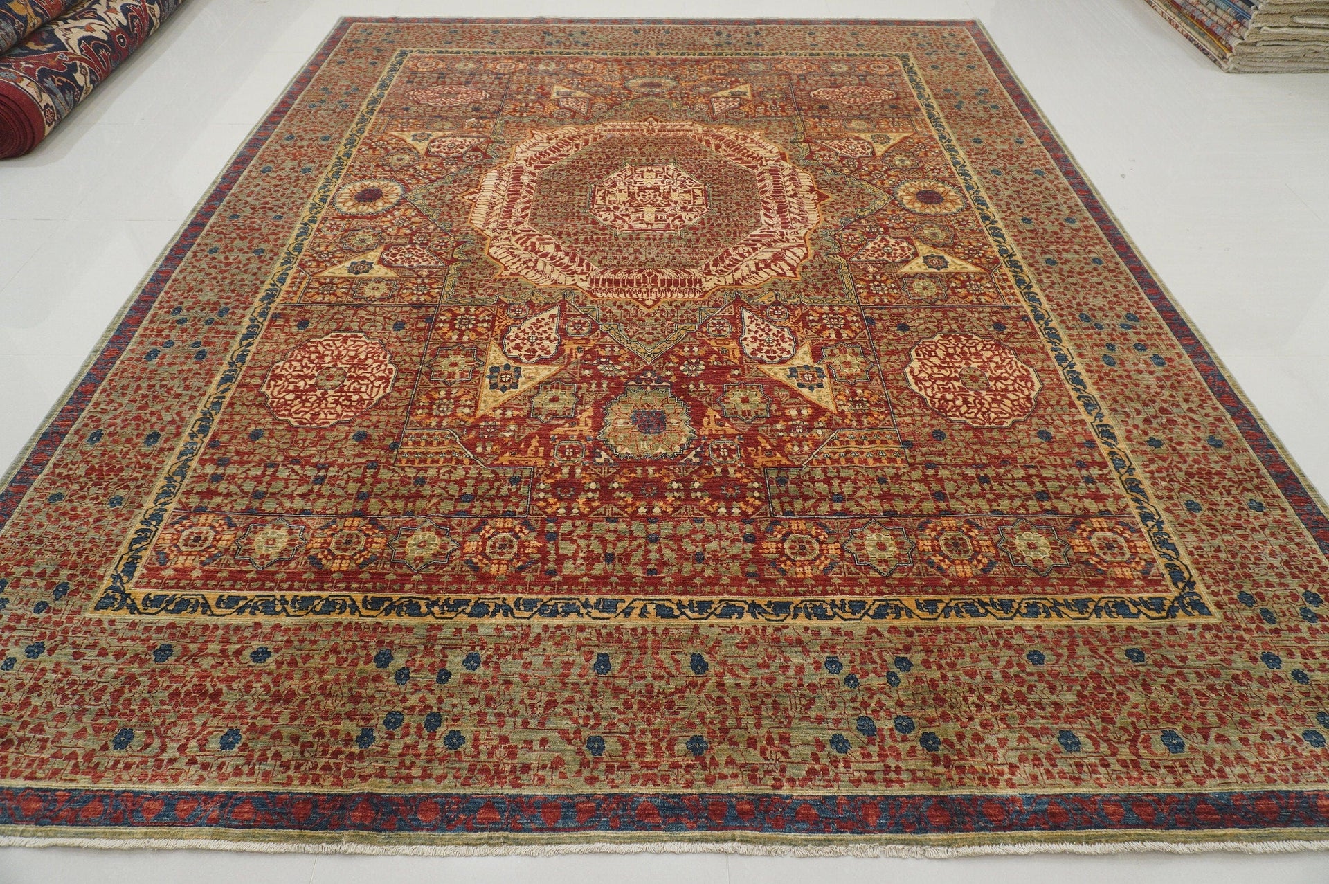 8'9x10'9 Red Vintage Mamluk Hand knotted Medallion Turkish Rug - Yildiz Rugs
