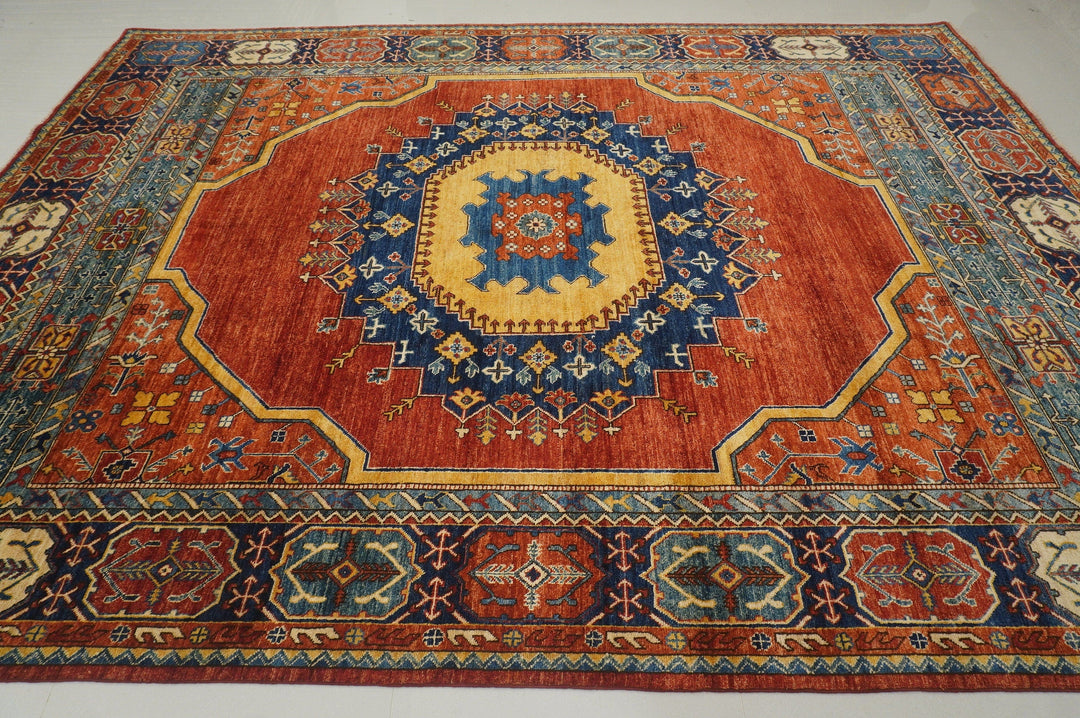 9x12 Heriz Red Persian Style Hand knotted Oriental Medallion Area Rug - Yildiz Rugs