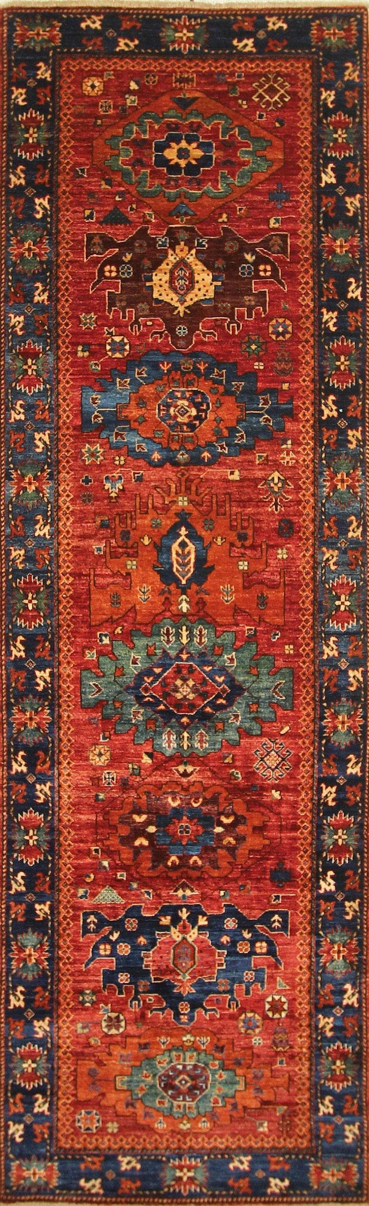 10 Ft Red Baluch Afghan Tribal hand knotted Runner Rug - Yildiz Rugs