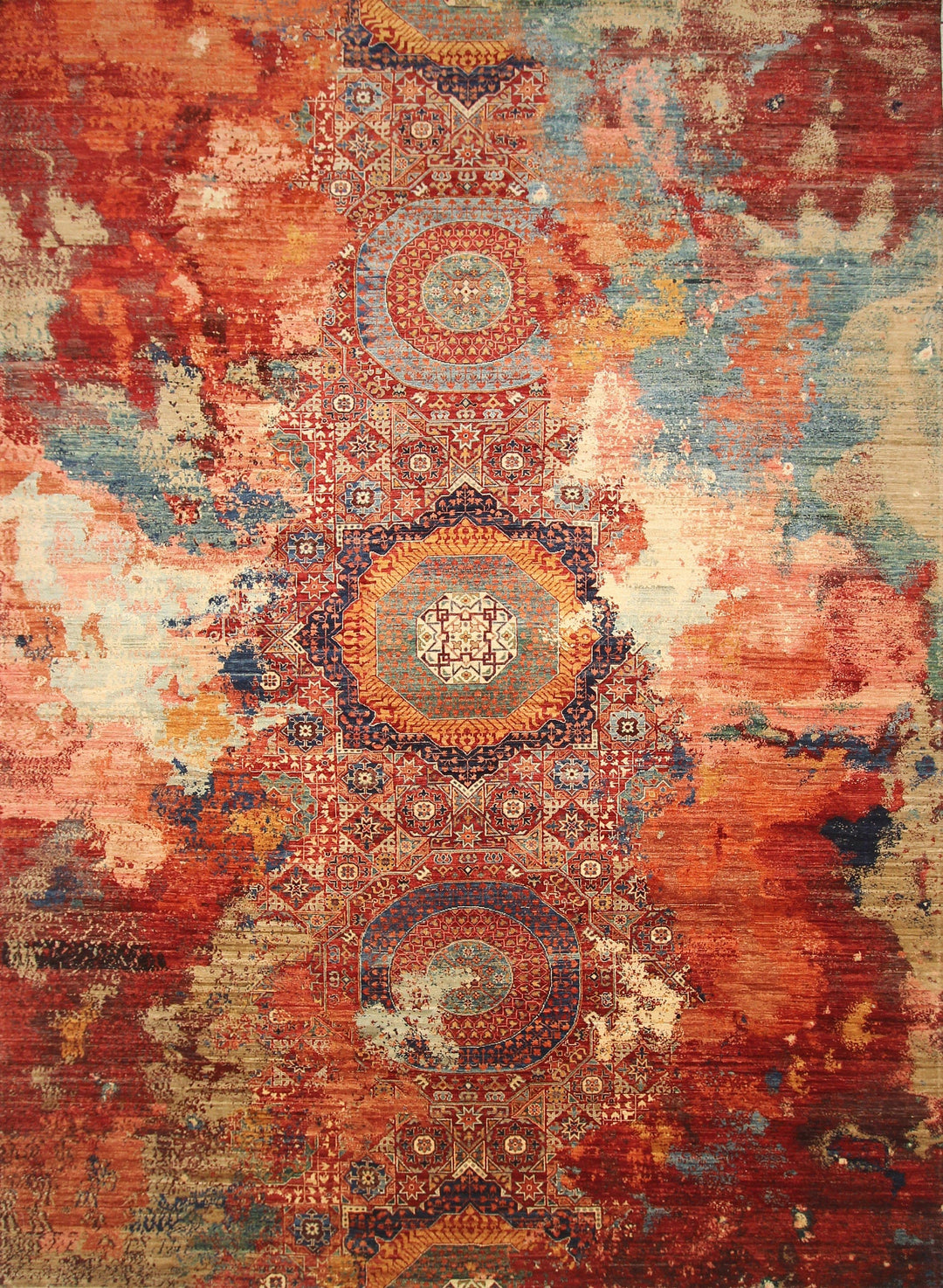 SOLD 9'9x13'2 ft Modern Red Mamluk Turkish Contemporary Hand knotted Rug - Yildiz Rugs