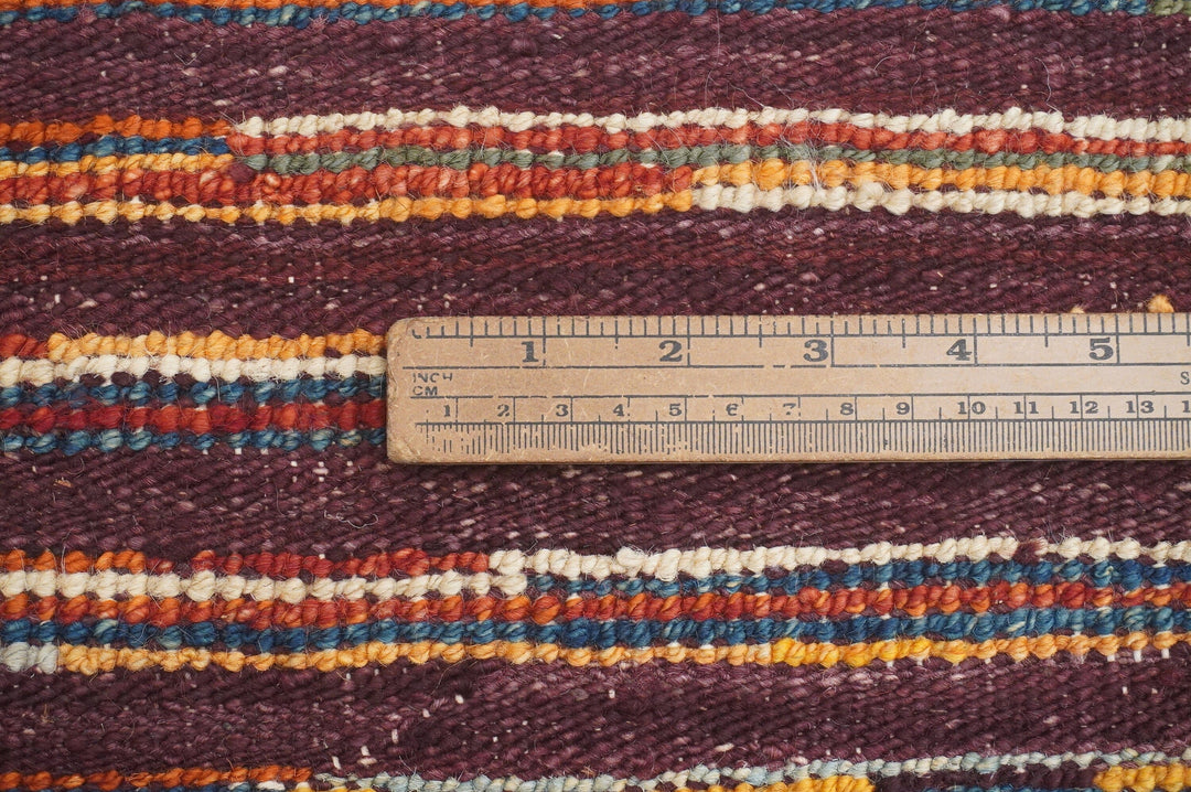 10 Ft Gabbeh Purple Afghan Barjesta Handmade Wool Modern Runner Rug - Yildiz Rugs