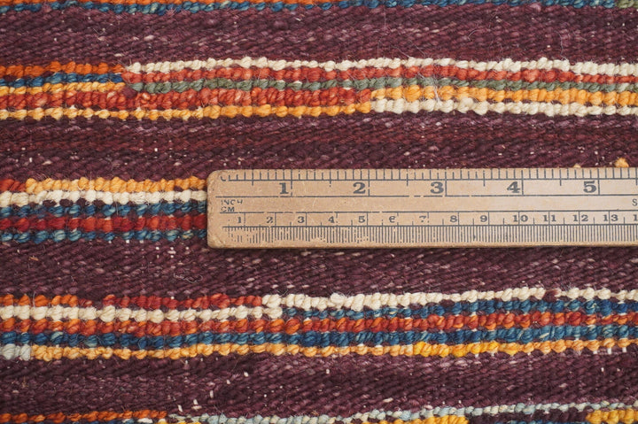 10 Ft Gabbeh Purple Afghan Barjesta Handmade Wool Modern Runner Rug - Yildiz Rugs