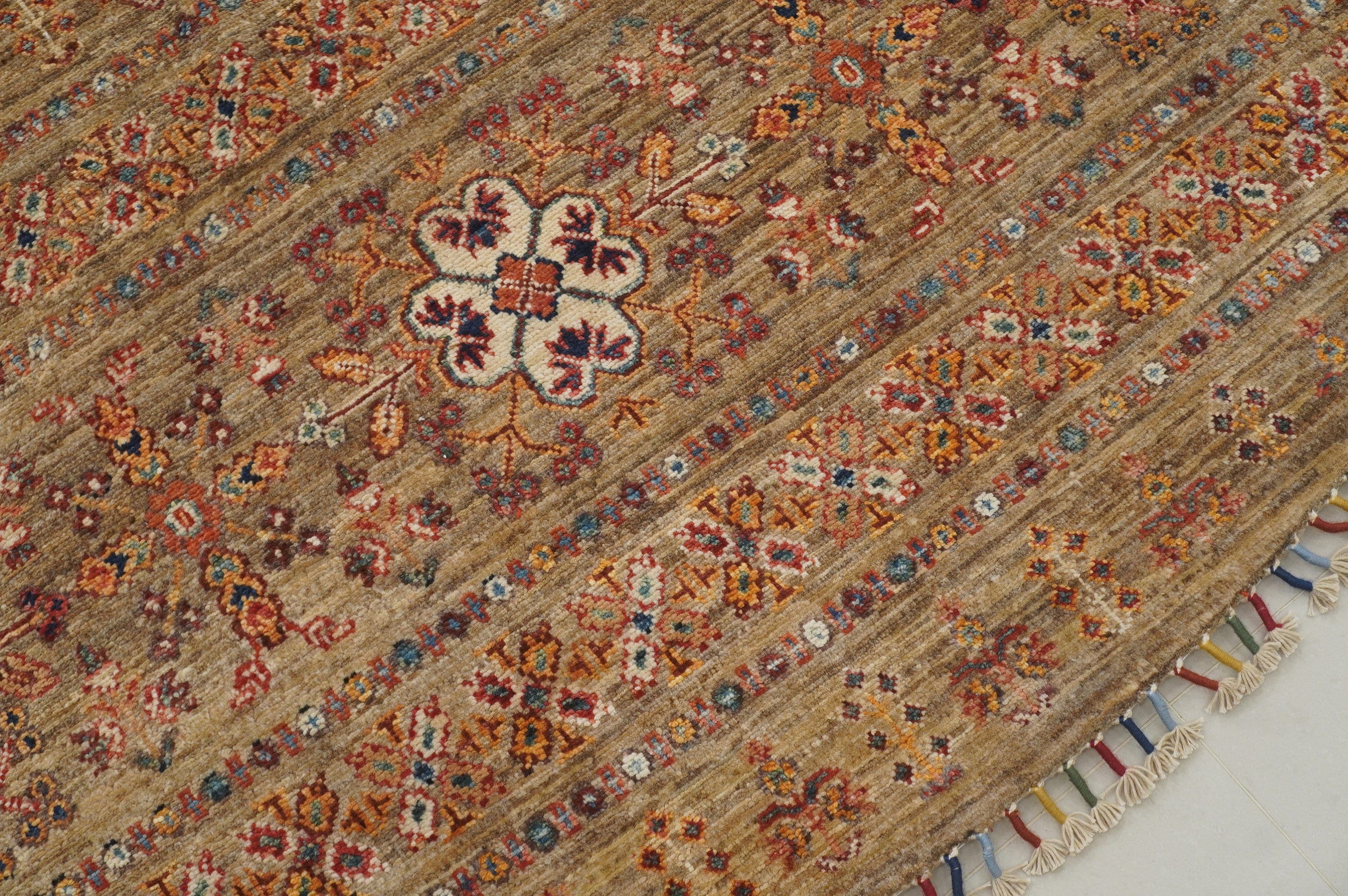 10x10 Afghan Undyed Gray Gabbeh Hand knotted Wool Large round Rug