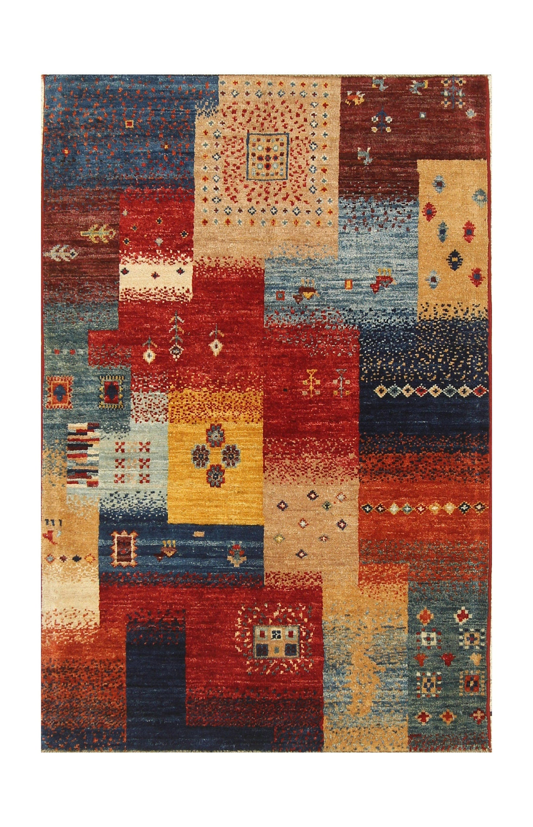 3x4 Tribal Gabbeh Red Multicolor Afghan Hand Knotted wool rug - Yildiz Rugs