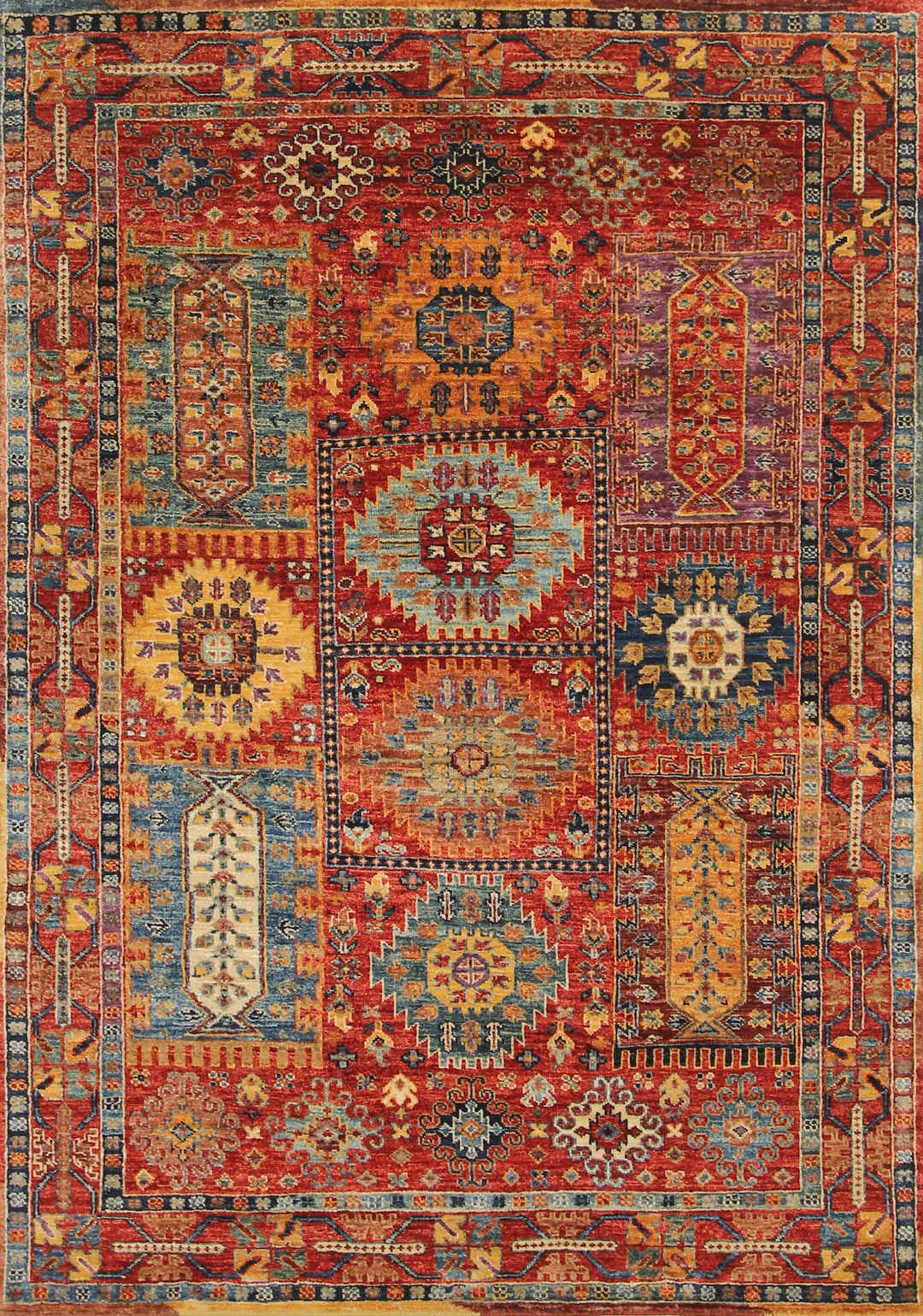 4x6 Red Baluch Tribal Samarkand Afghan Hand knotted Transitional Rug - Yildiz Rugs