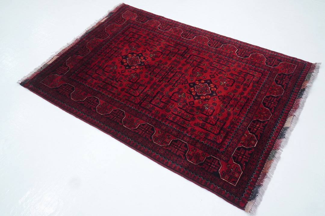 3x5 Red Afghan Khal Mohammadi hand knotted Rug - Yildiz Rugs