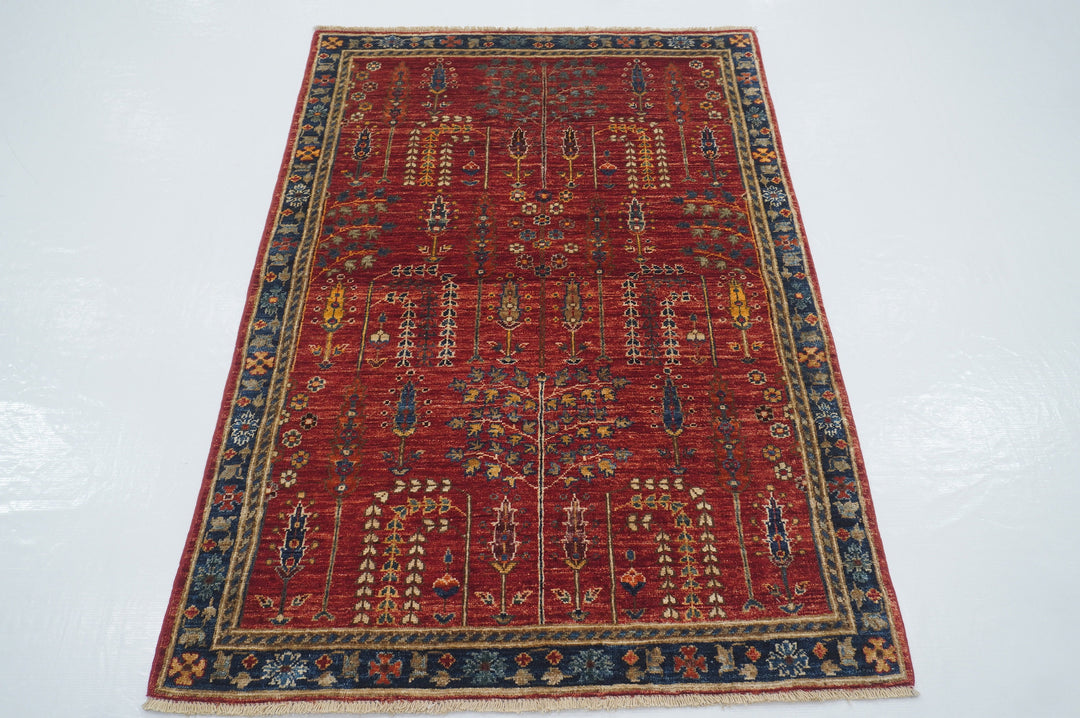SOLD 3'6x5'1 Bakhshaish Tribal Red Afghan Hand Knotted Rug