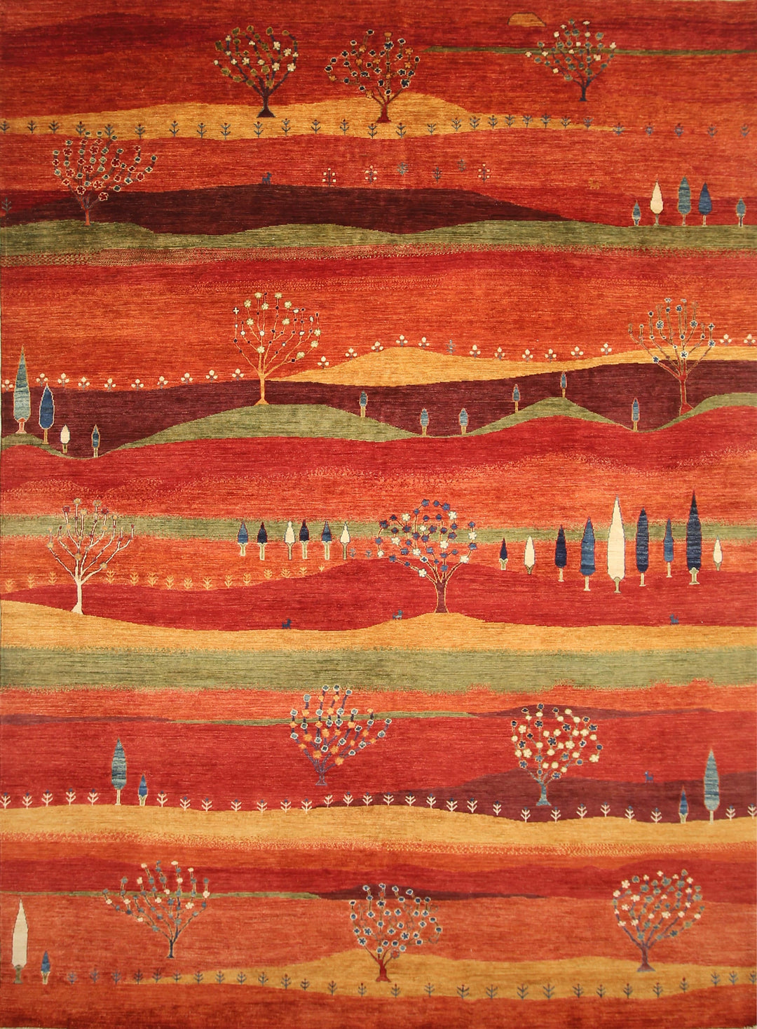 9x12 Landscape Gabbeh Rusty Red Orange Tribal Afghan Hand knotted Rug
