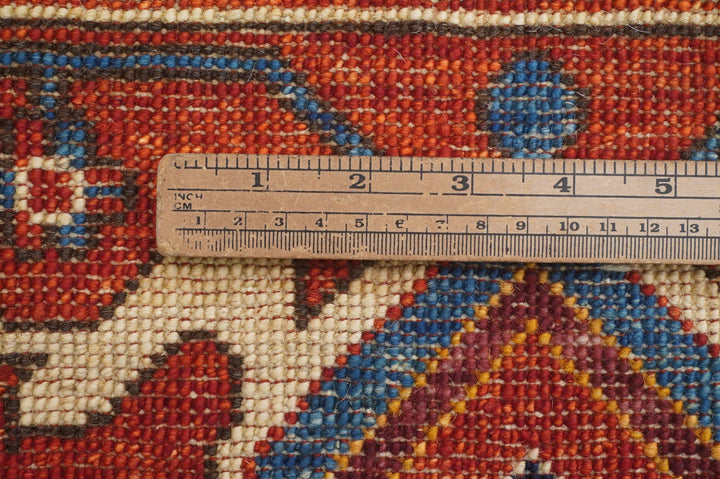 9x12 Heriz Beige Red Hand Knotted Wool Medallion Oriental Area Rug