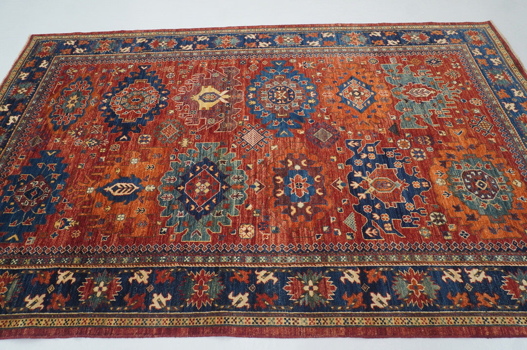 6x9 Baluch Rusty Red  Traditional Afghan Hand Knotted wool Area Rug - Yildiz Rugs