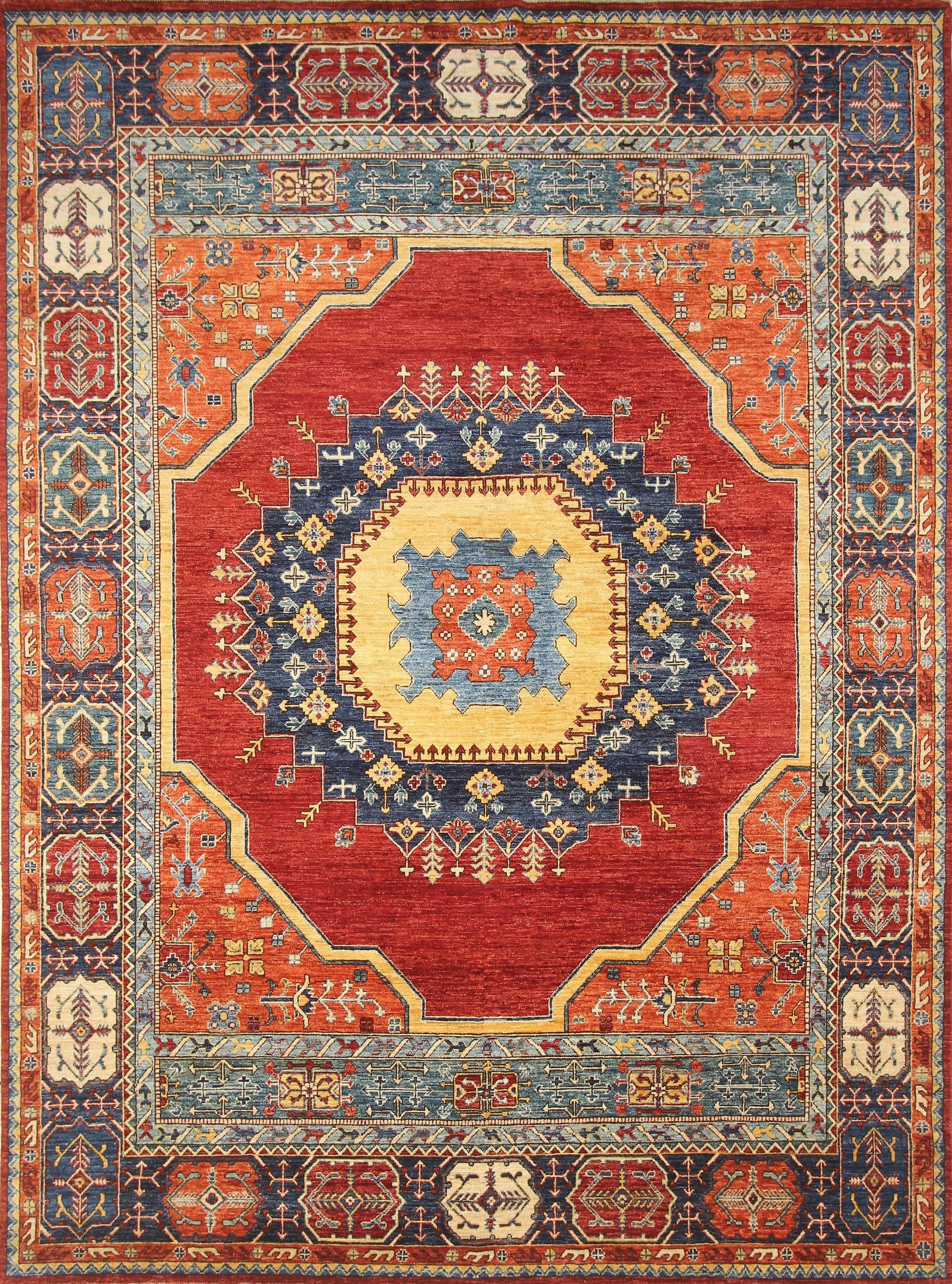 9x12 Heriz Red Persian style Hand Knotted Wool Medallion Area Rug - Yildiz Rugs