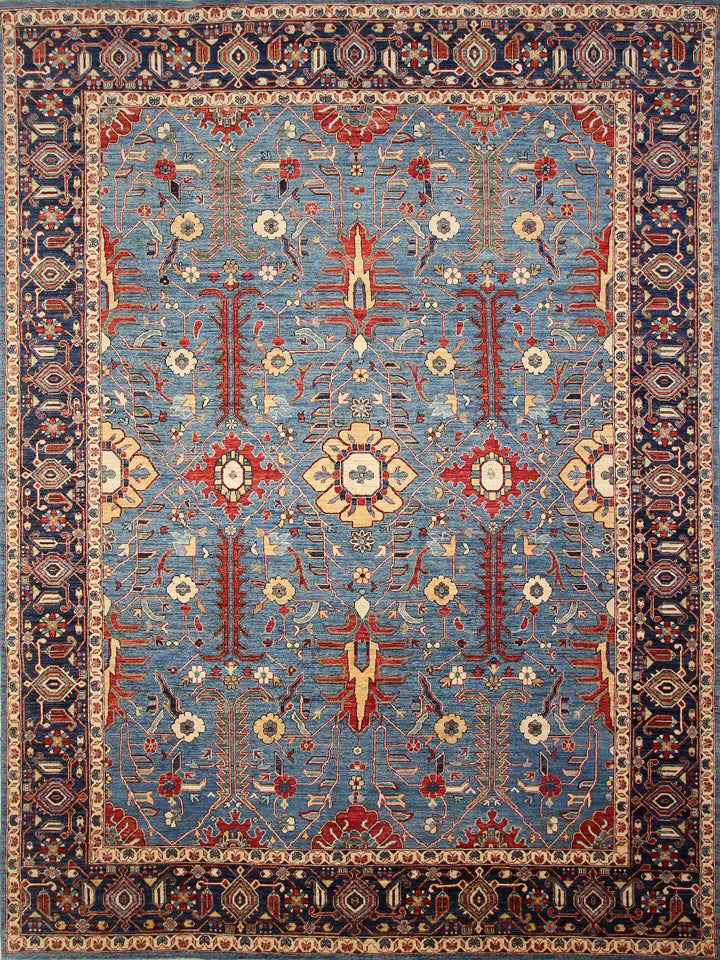 9x12 Heriz Blue Persian style Hand Knotted Wool Oriental Area Rug - Yildiz Rugs