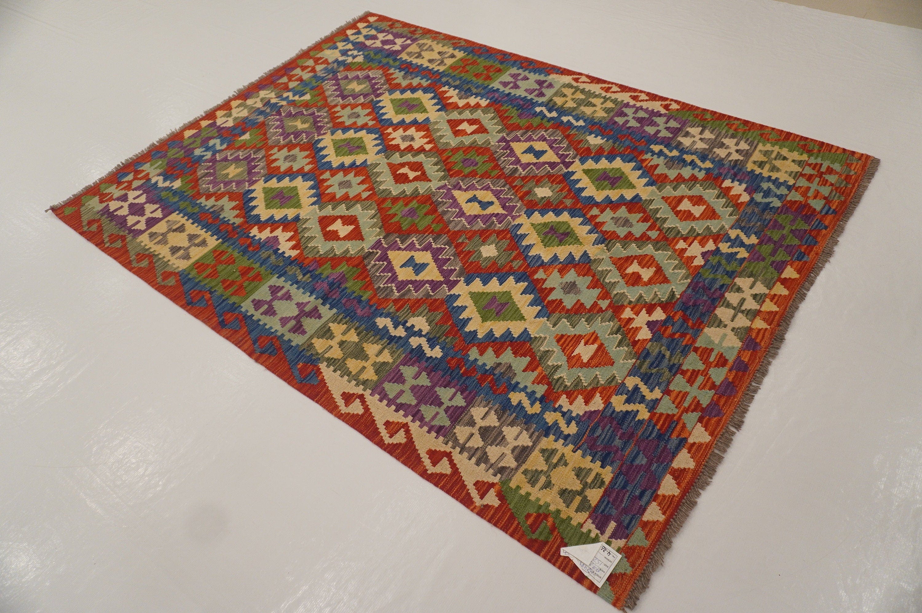 5x7 Maimana Red Blue Afghan Hand woven Wool Kilim Area Rug - Yildiz Rugs