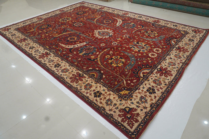 10x14 Sickle Leaf Red Persian Style Hand knotted wool Area Rug - Yildiz Rugs