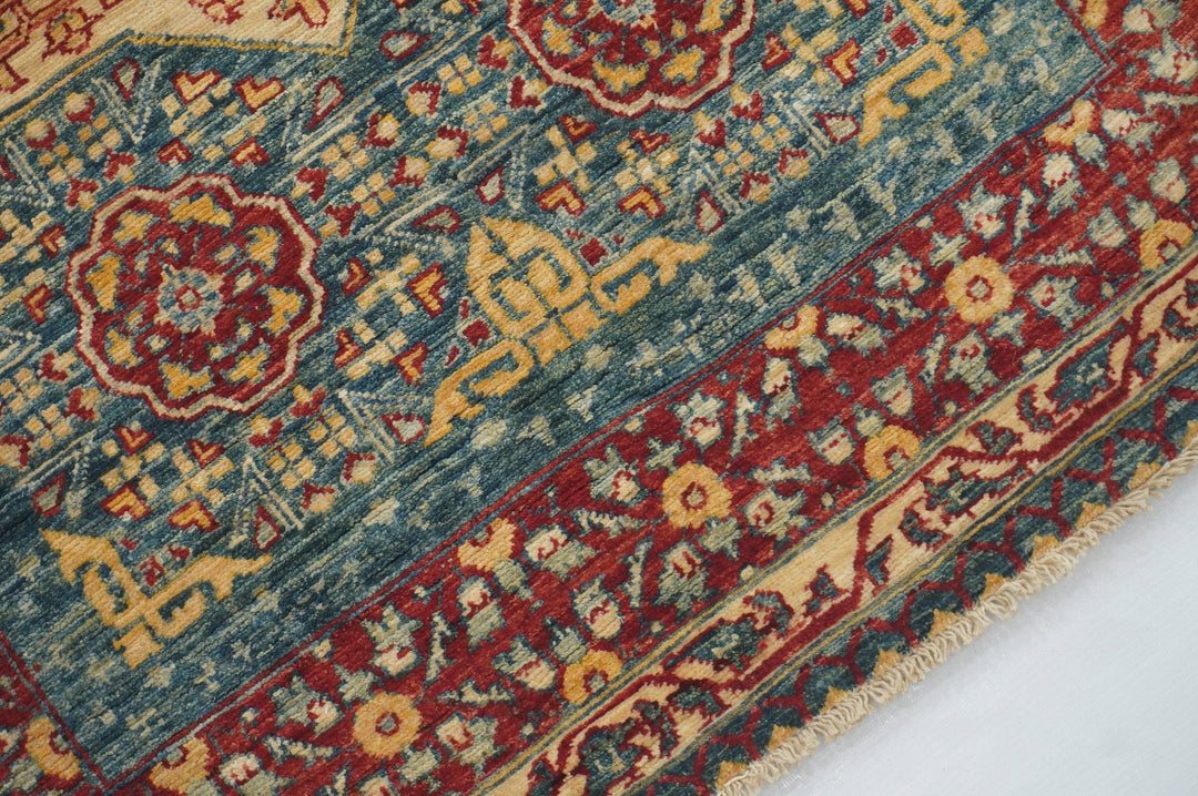 2'9x17'8 ft Blue Mamluk Turkish Hand Knotted Extra Long Runner Rug