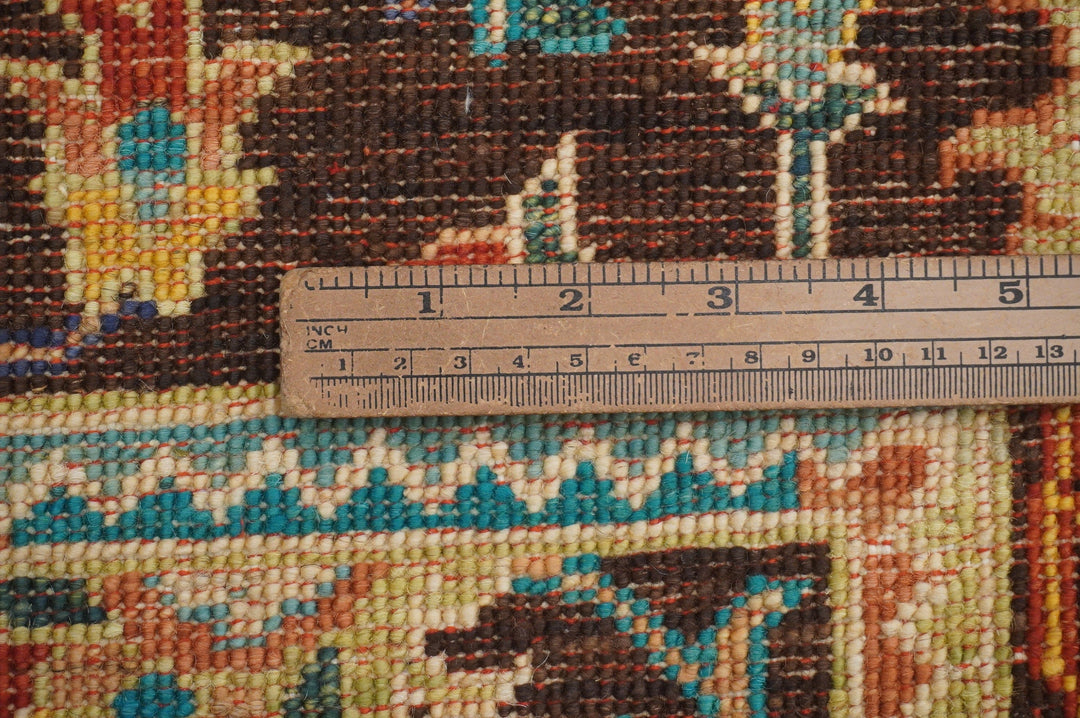 2'8x10'1 ft Waziri Brown Afghan Hand knotted Runner Rug - Yildiz Rugs
