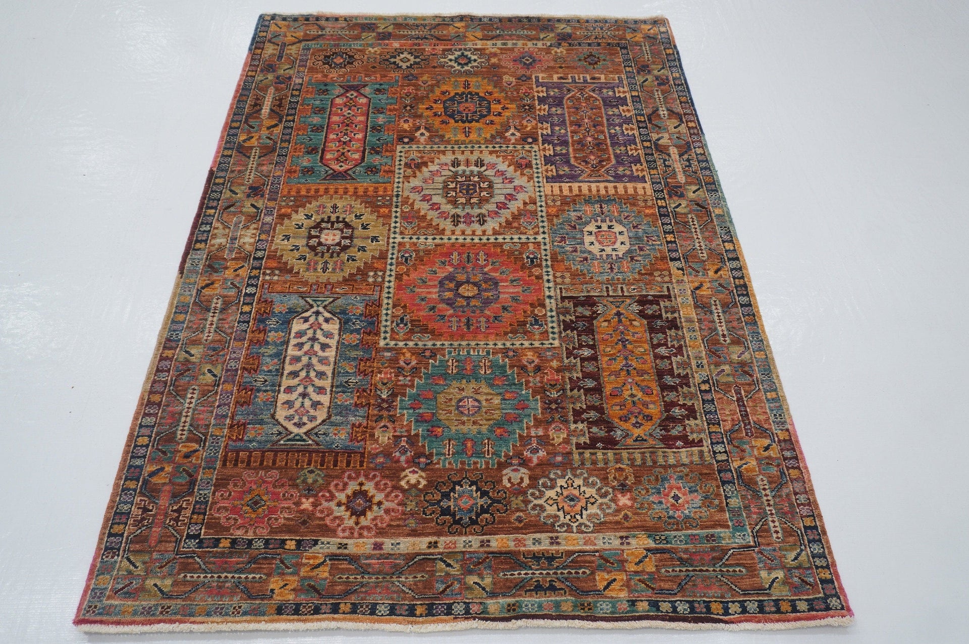 4x6 Brown Samarkand Baluch Afghan Hand knotted Tribal boho Rug - Yildiz Rugs