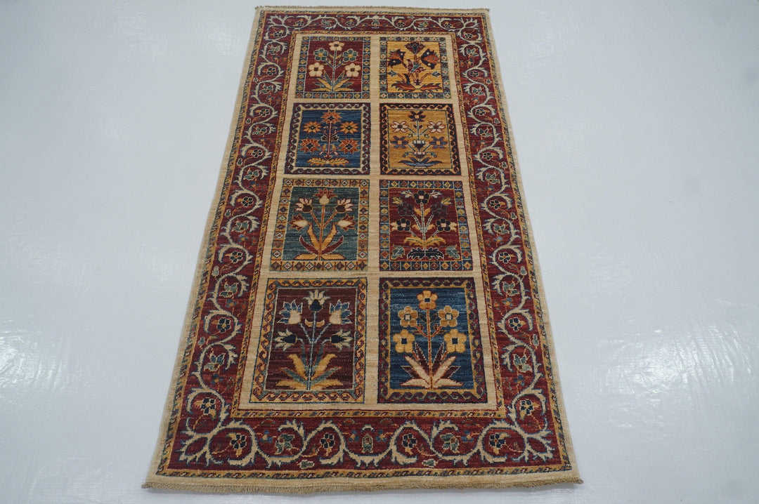 6 ft Bakhtiyar Beige Vintage Persian Garden Hand Knotted Runner Rug - Yildiz Rugs