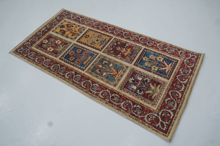 6 ft Bakhtiyar Beige Vintage Persian Garden Hand Knotted Runner Rug - Yildiz Rugs