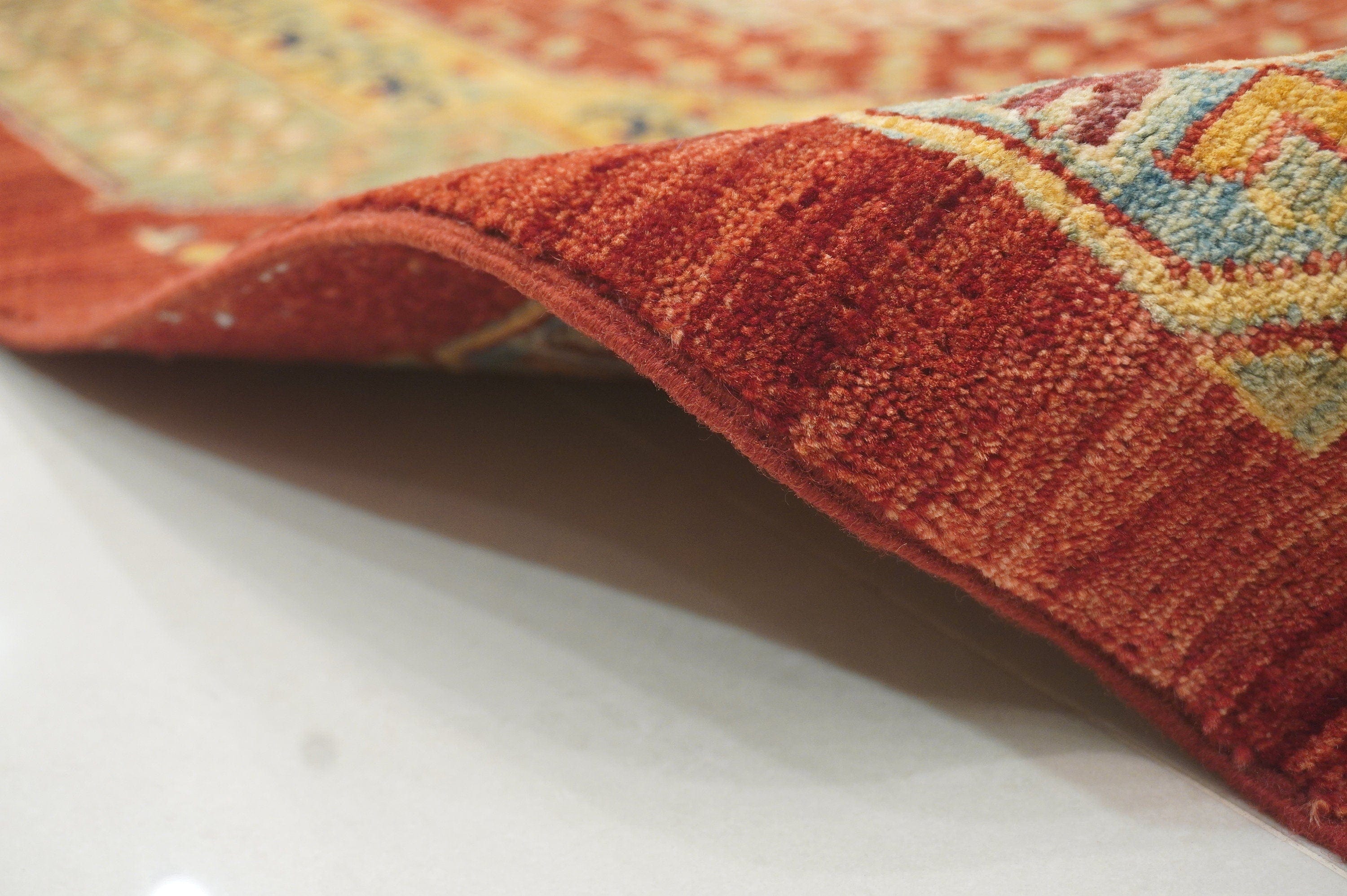 8x9 Red Vintage Mamluk Hand Knotted Wool Turkish Square Rug - Yildiz Rugs