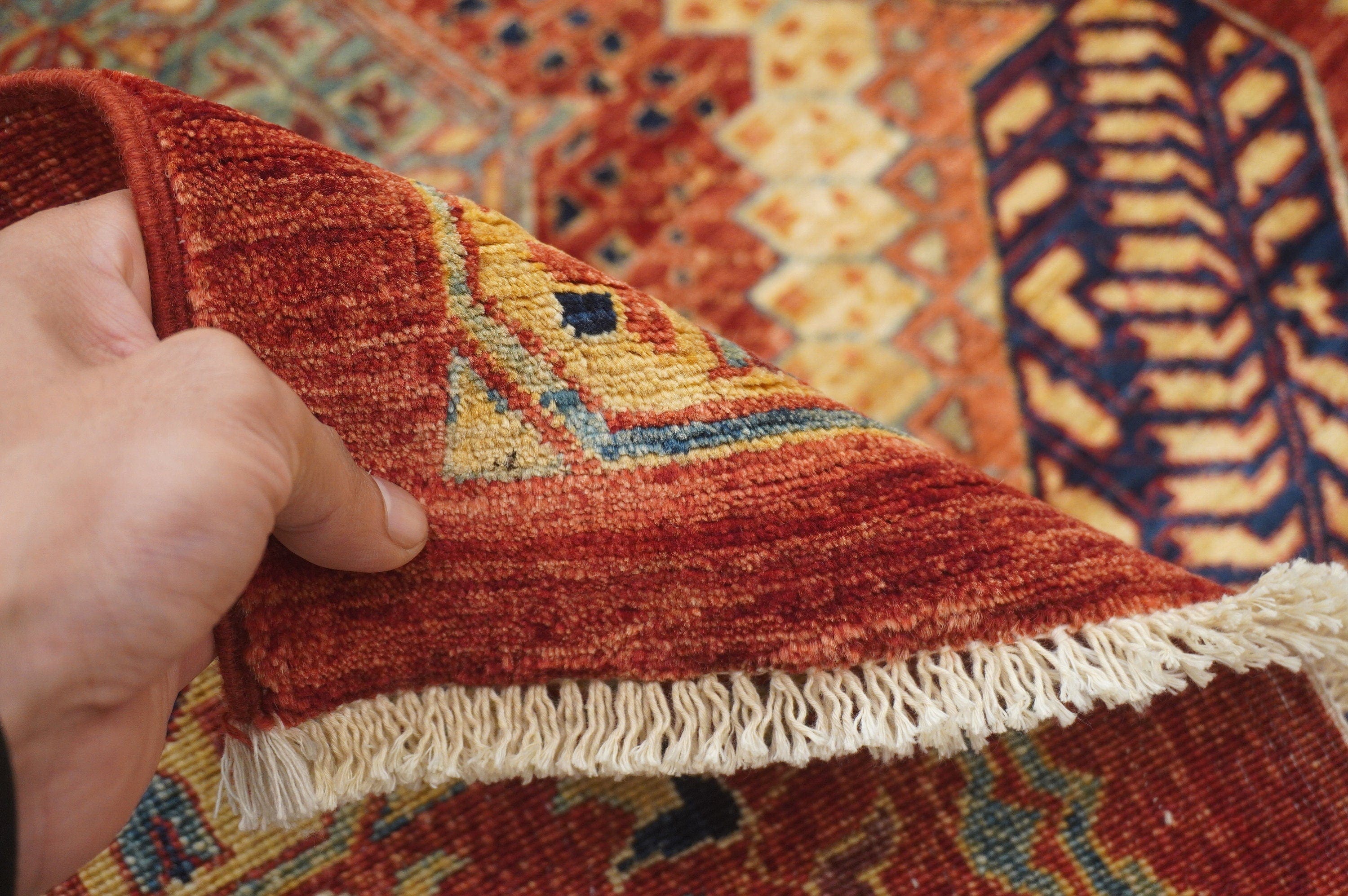 8x9 Red Vintage Mamluk Hand Knotted Wool Turkish Square Rug - Yildiz Rugs