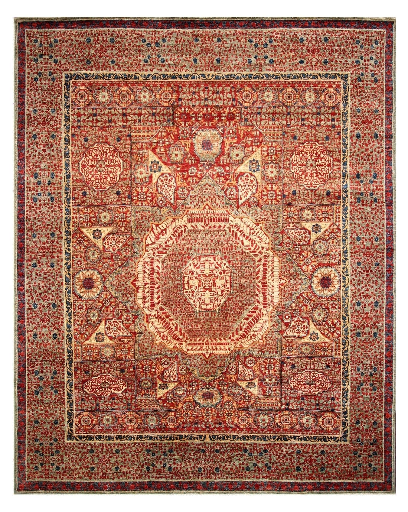 8'9x10'9 Red Vintage Mamluk Hand knotted Medallion Turkish Rug - Yildiz Rugs