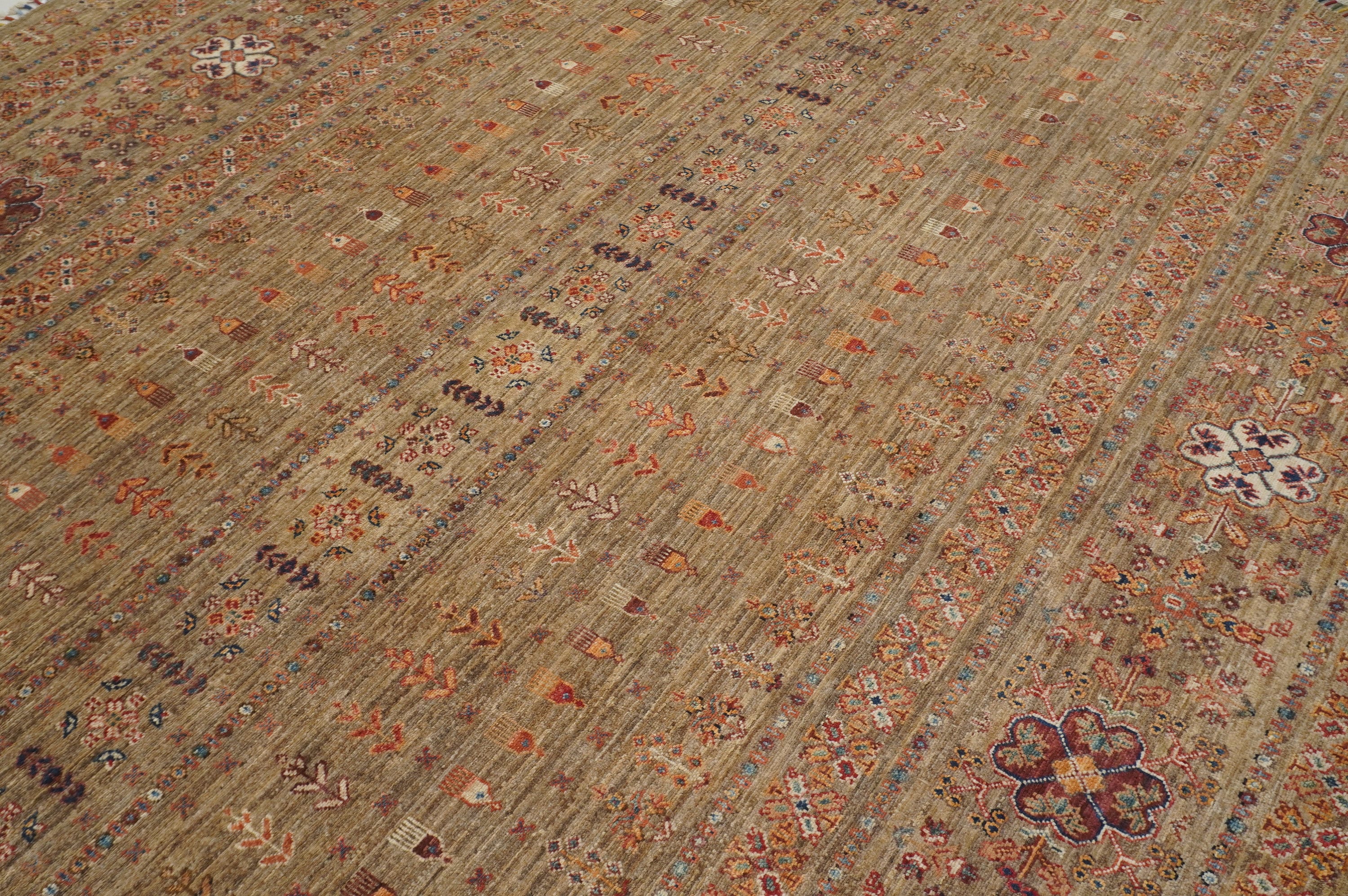 10x10 Afghan Undyed Gray Gabbeh Hand knotted Wool Large round Rug