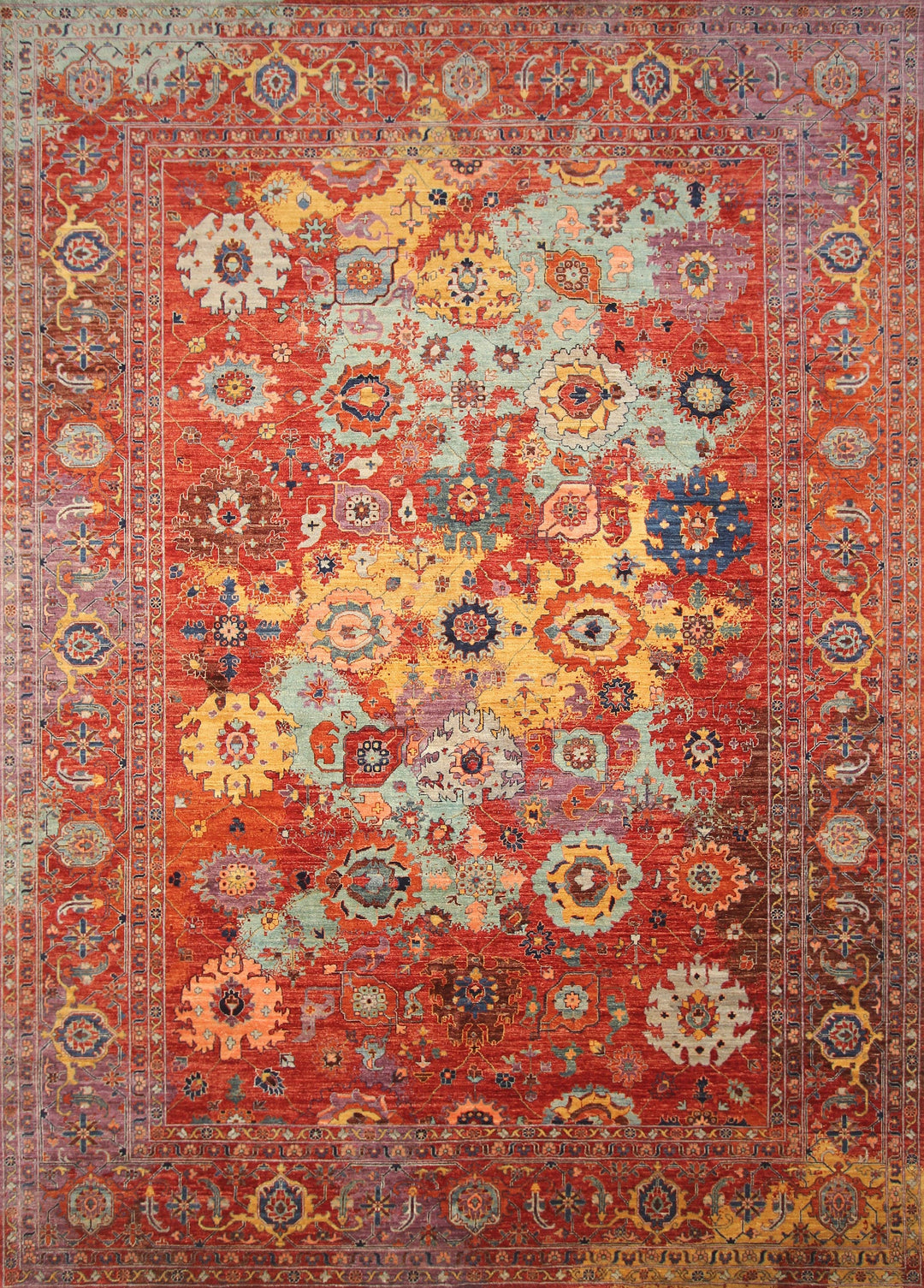 10x14 Modern Bidjar Red Multicolor Burst Hand knotted wool Area rug - Yildiz Rugs