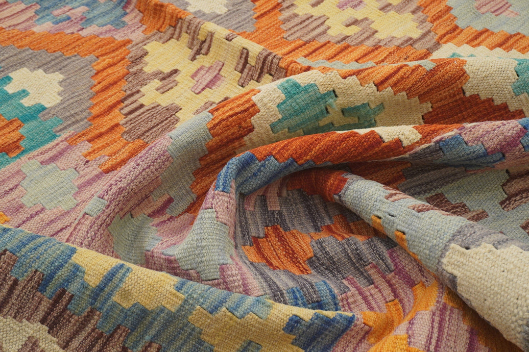9x12 Rust Red Afghan Hand woven Flat weave Wool Kilim Area Rug