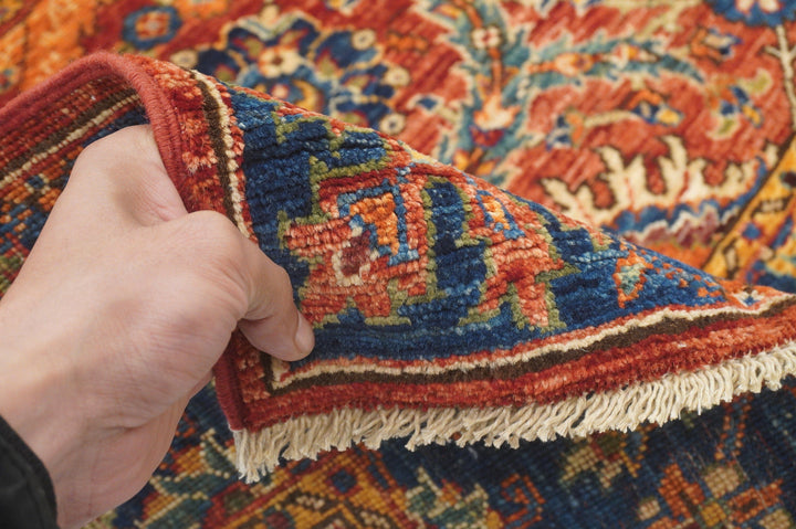 5x7 Red Sickle Leaf Afghan Hand Knotted wool Oriental Area Rug - Yildiz Rugs