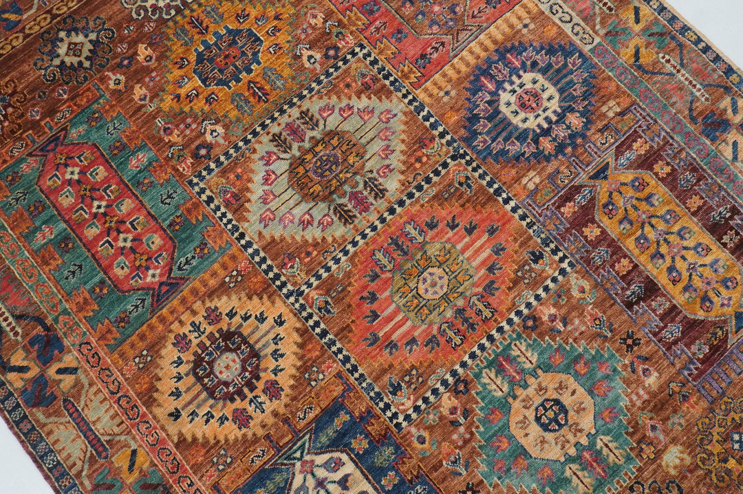 5x7 Brown Baluch Samarkand Afghan Hand knotted wool Area Rug - Yildiz Rugs