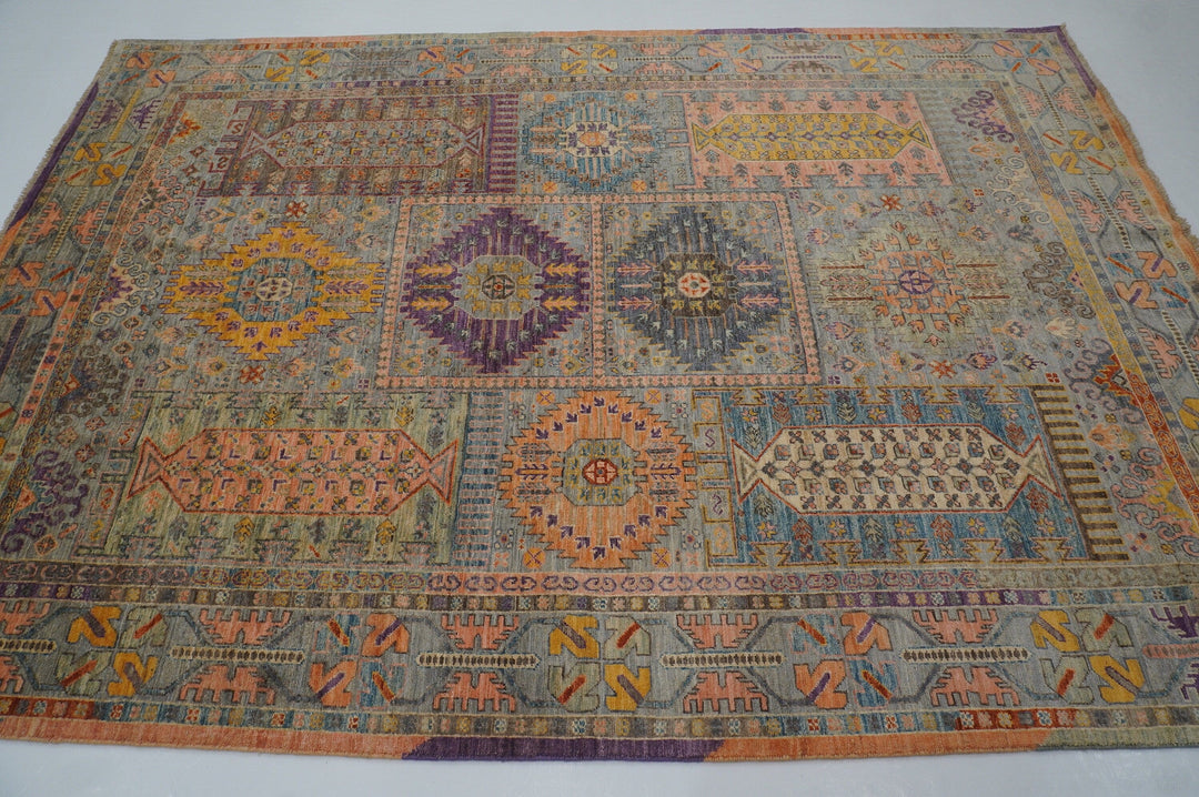 6x9 Baluch Muted Gray Muted Afghan Hand Knotted wool Oriental Area Rug - Yildiz Rugs