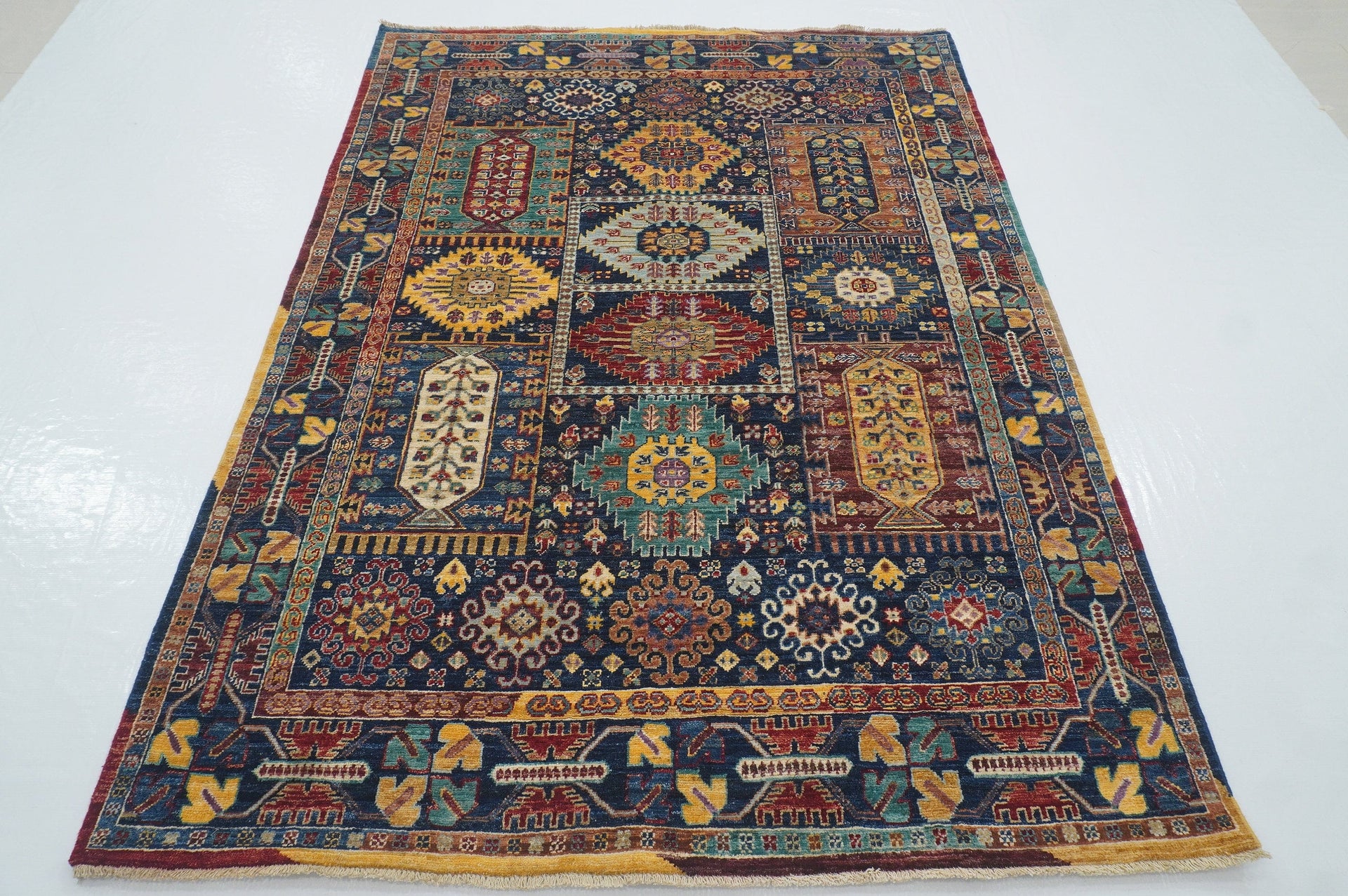 5x7 Navy Blue Baluch Samarkand Afghan Hand knotted wool Area Rug - Yildiz Rugs