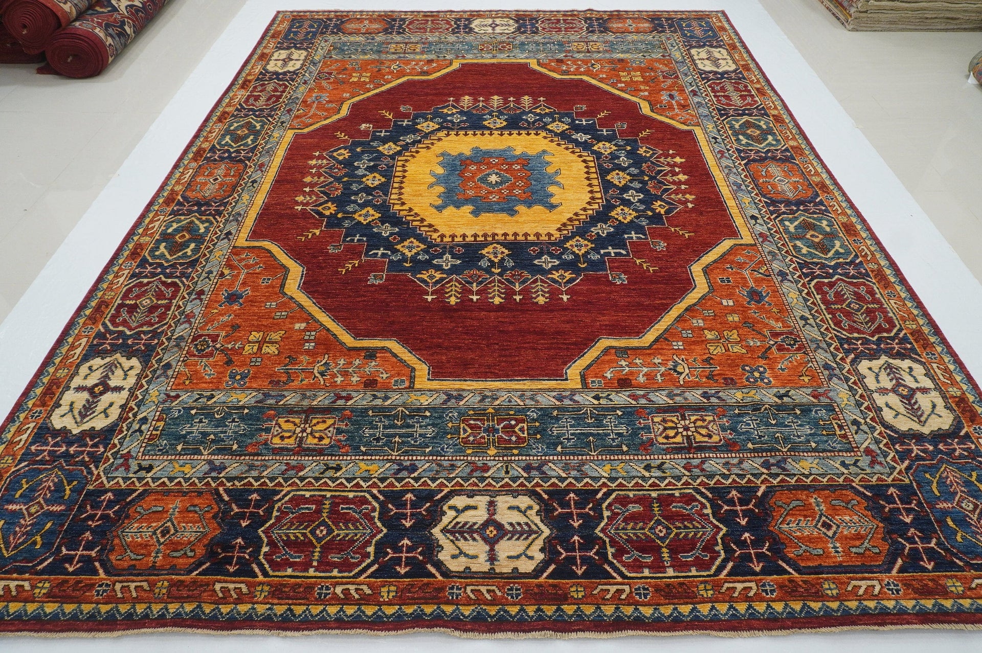 9x12 Heriz Red Persian style Hand Knotted Wool Medallion Area Rug - Yildiz Rugs